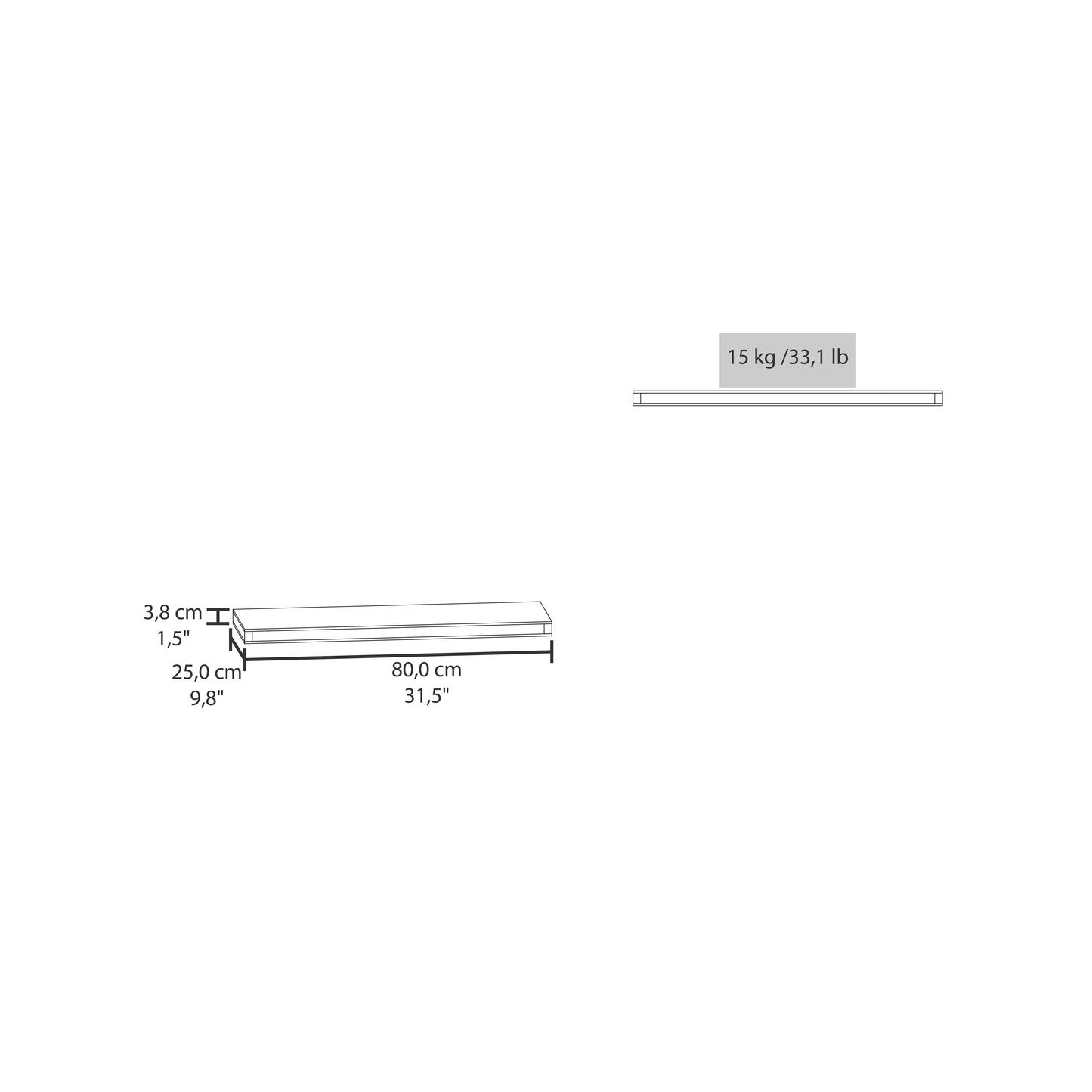 Repisa Flotante 80 x 25 Habano